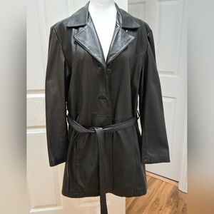 Women's Black Leather Coat, Wilson's Leather, Large, Vintage